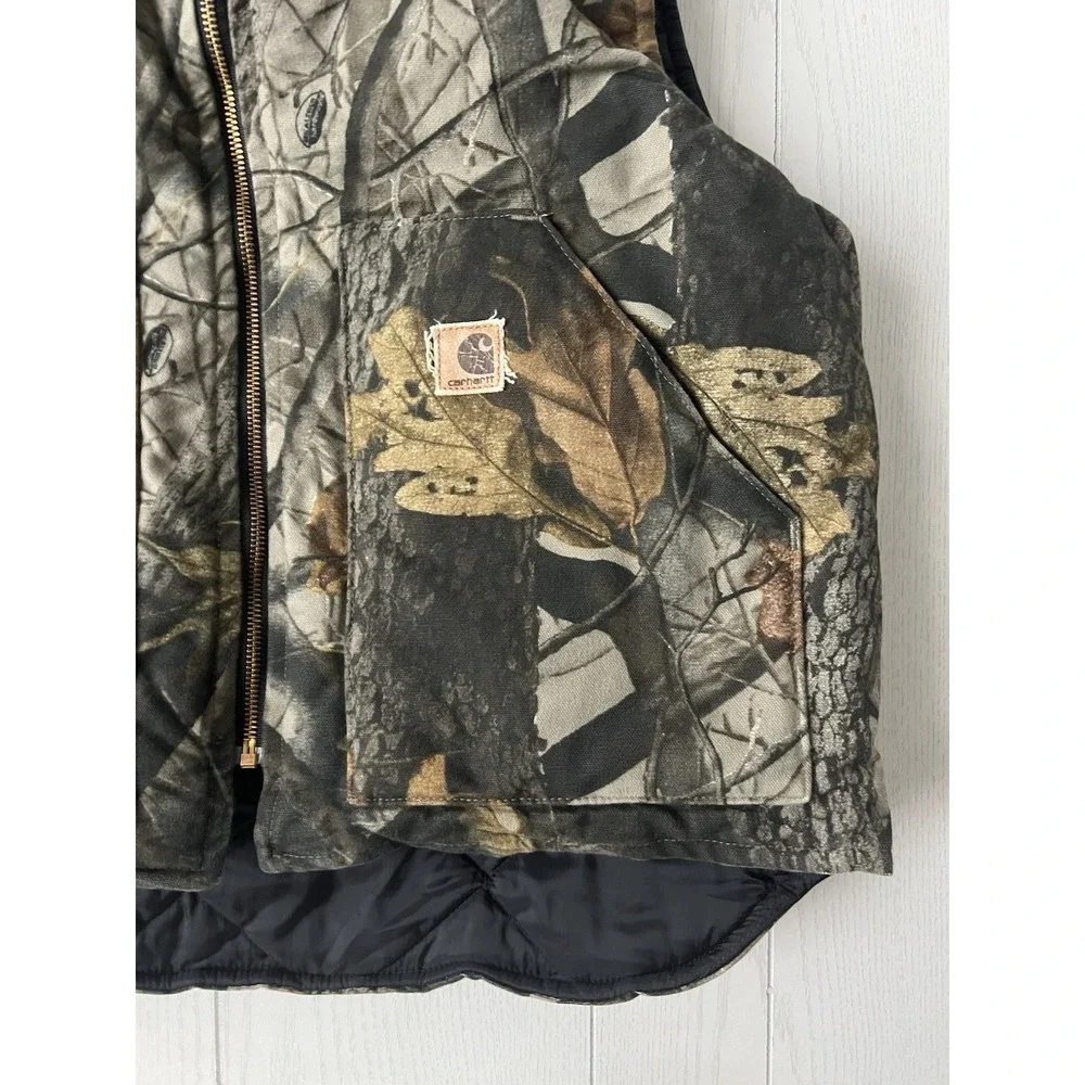 VTG Carhartt V20 CMO Realtree Camo Arctic Quilt Lined Vest Mens L USA